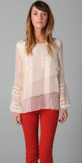 ADDISON Tiered Top with Lace Sleeves