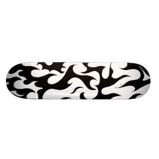 black and white fire design skateboard