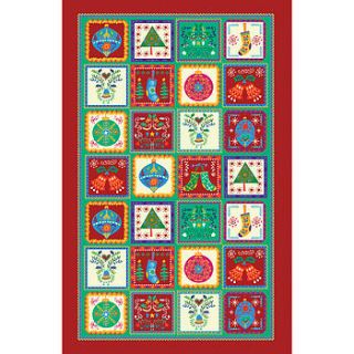 festive squares linen tea towel by ulster weavers