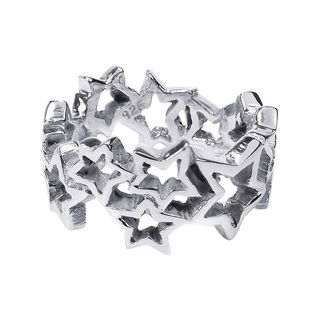 Cut Out Stars Link Band Sterling Silver Ring (Thailand) Rings