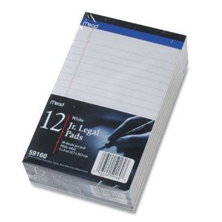 Mead 59160 Jr. Legal Ruled Pads, 5 x8, White, 50 Sheets/Pad, 12/pack  Legal Ruled Writing Pads 