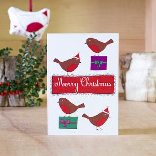 pack of six christmas cards   robins design by rosa & clara designs