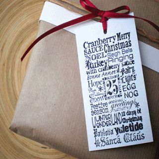 festive gift tags with christmas words by edgeinspired