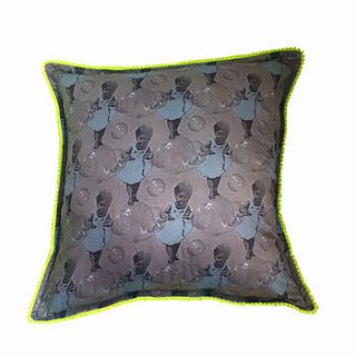weightless grey/blue neon trim cushion cover by wholesome bling
