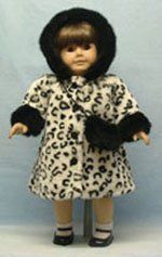 Black and White Dalmation Print Coat with Purse. Fits 18" Dolls like American Girl 