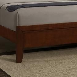 Amble Warm Cherry Finish Brown Fabric Paded King size Bed Beds