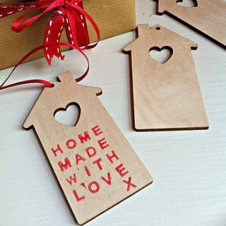 wooden heart and home gift label by the little picture company