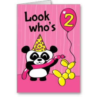 2nd Birthday   Girl Panda with Balloons Card