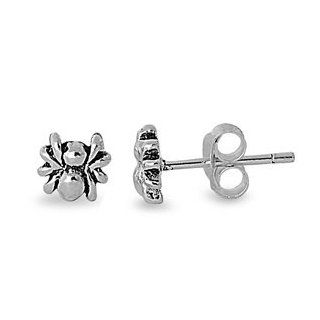 925 Sterling Silver Spider Stud Earrings   Height 4mm Jewelry