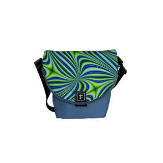Lime Green and Blue Fractal Pattern Courier Bags