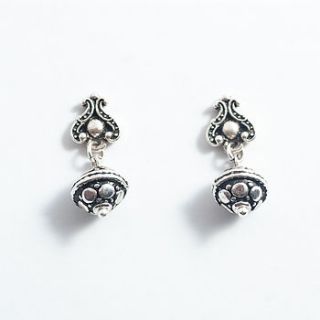 ornate silver drop stud earrings by francesca rossi designs