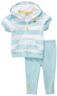 Carters Stripe Ice Cream Hooded Cardigan Set TURQUOISE 24 Mo Infant And Toddler Sweatsuits Clothing