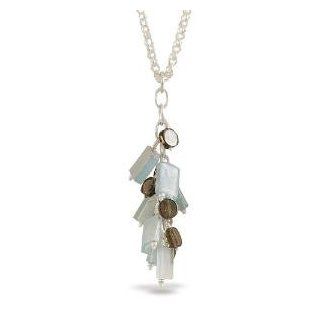 Ancient Roman Glass and Smoky Quartz Cluster Drop Necklace Jewelry