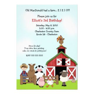 Old MacDonald EIEIO Farm Barnyard Birthday Invite