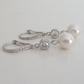 crystal and pearl leverback earrings by katherine swaine