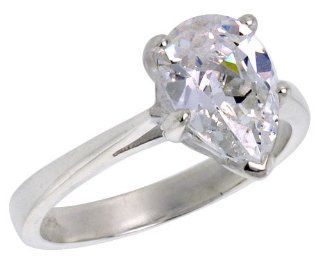 Sterling Silver Cubic Zirconia Pear Cut Solitaire Engagement Ring 1/2 ct, sizes 6   10 Jewelry