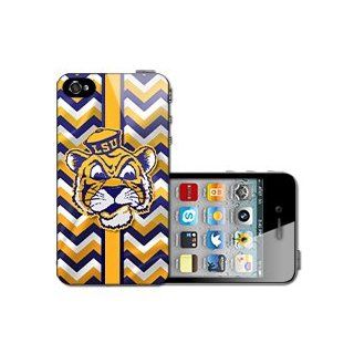 LSU Mike The Tiger Gold & Purple Chevron iPhone 4 4s Case Hard Back Case Cover Cell Phones & Accessories