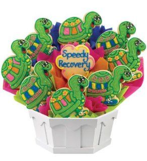12 Cookie Speedy Recovery Bouquet in a Boardwalk Container   Get Well Gift   Get Well Cookies  Gourmet Baked Goods Gifts  Grocery & Gourmet Food