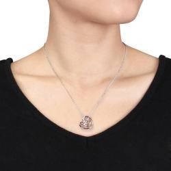 Miadora Sterling Silver Diamond Accent Double Heart Necklace with 'Mom' Inscription Miadora Diamond Necklaces