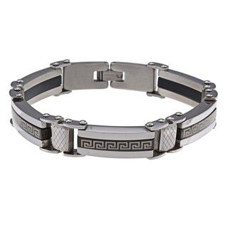 La Preciosa Stainless Steel Greek Key Design Bracelet La Preciosa Men's Bracelets