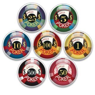 Decorative Push Pins or Magnets 7 Small Poker Chips  Tacks And Pushpins 