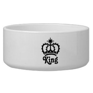 Black Royal Crown Silhouette With Text King Dog Water Bowls