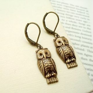 vintage style owl earrings by hart and bloom