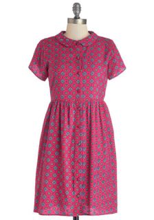 Prowling Around Town Dress in Pink Tile  Mod Retro Vintage Dresses