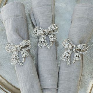 diamante bow napkin ring by ella james