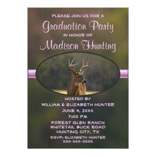 Hunting Animal Camo Green Pink Graduation Party Custom Invite