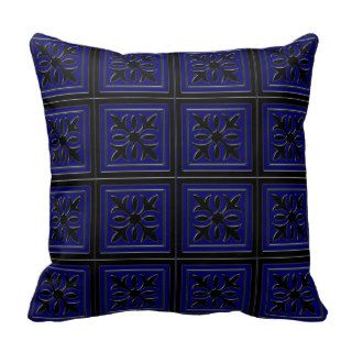 Black and Navy Blue Fancy Decorative Pillow
