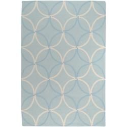 Hand hooked Bliss Outdoor Pale Blue Rug (8' x 10') Surya 7x9   10x14 Rugs