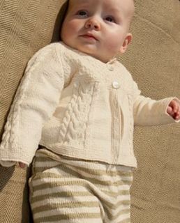 handmade organic cotton baby cable cardigan by stella james