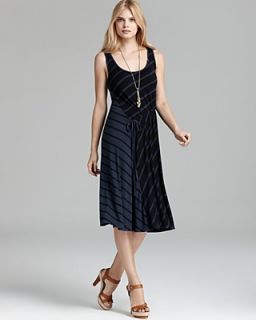 Three Dots Stripe Drawstring Tea Length Dress's