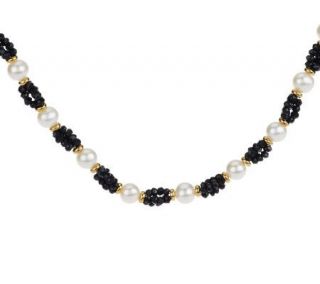 Lee Sands Black Spinel & White Cultured Pearl Necklace —