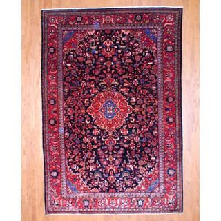 Persian Hand knotted Lilihan Sarouk Navy/ Red Wool Rug (7'8 x 11'3) 7x9   10x14 Rugs