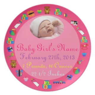 PERSONALIZED Baby Girl PHOTO Birth Keepsake Plate