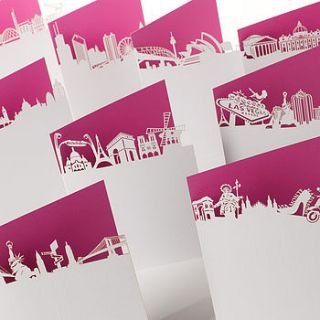 city skyline laser cut greetings card by cutture