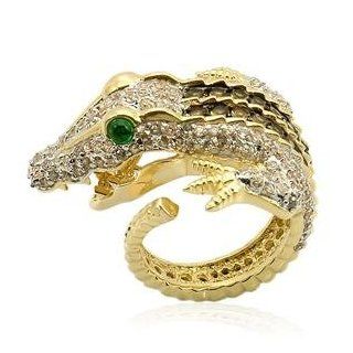 Size 8 Alligator Crocodile Emerald Sterling Silver Ring Jewelry