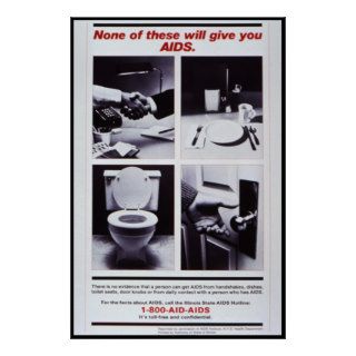 "None of These Will Give You AIDS." HIV poster