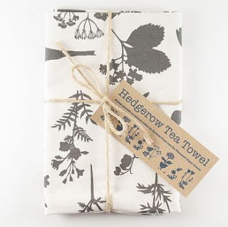 hedgerow tea towel by particle press and the thousand paper cranes