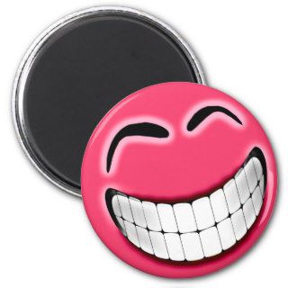 Pink Big Grin Smiley Face Magnet