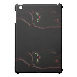Black cats walking green eyes red noses iPad mini covers