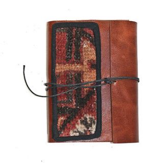 handmade leather and antique carpet notebook by lion house handbags
