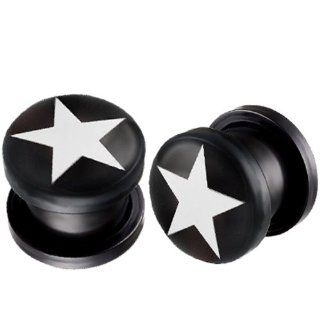 1/2" inch (12mm)   Star Logo Picture UV Acrylic screw fit Flesh Tunnels Ear Gauge Plugs ACBI   Ear Stretching Expanders Stretchers   Sold as a Pair Jewelry