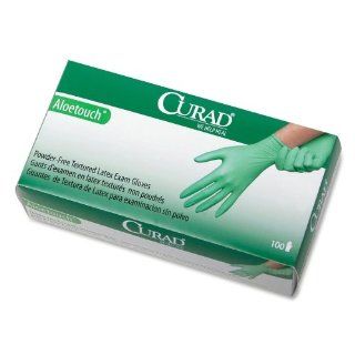 Curad   Latex Exam Glove, Powder Free, Medium, 100/BX, Green, Sold as 1 Box, MII CUR8155R Kitchen & Dining