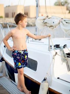 boy's sailboat swim shorts by starblu luxury resortwear