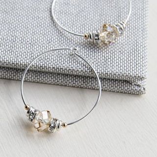 silver bead hoops elaborated with swarovski crystals by myhartbeading