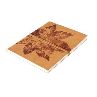 Handmade Recycled Cotton Paper Leather Journal Leaf Imprint "Turning a New Leaf"   Housewares