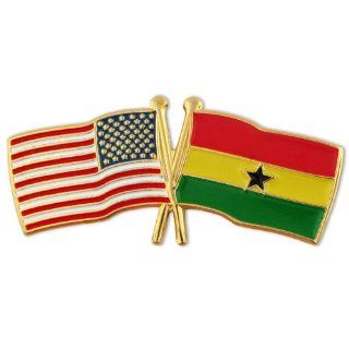 USA and Ghana Crossed Friendship Flag Lapel Pin Jewelry